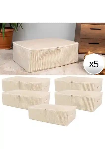 Nacarev Mega Boy Çizgi Desen Baskılı Krem Hurç Seti Yatak Odası Düzenleyici