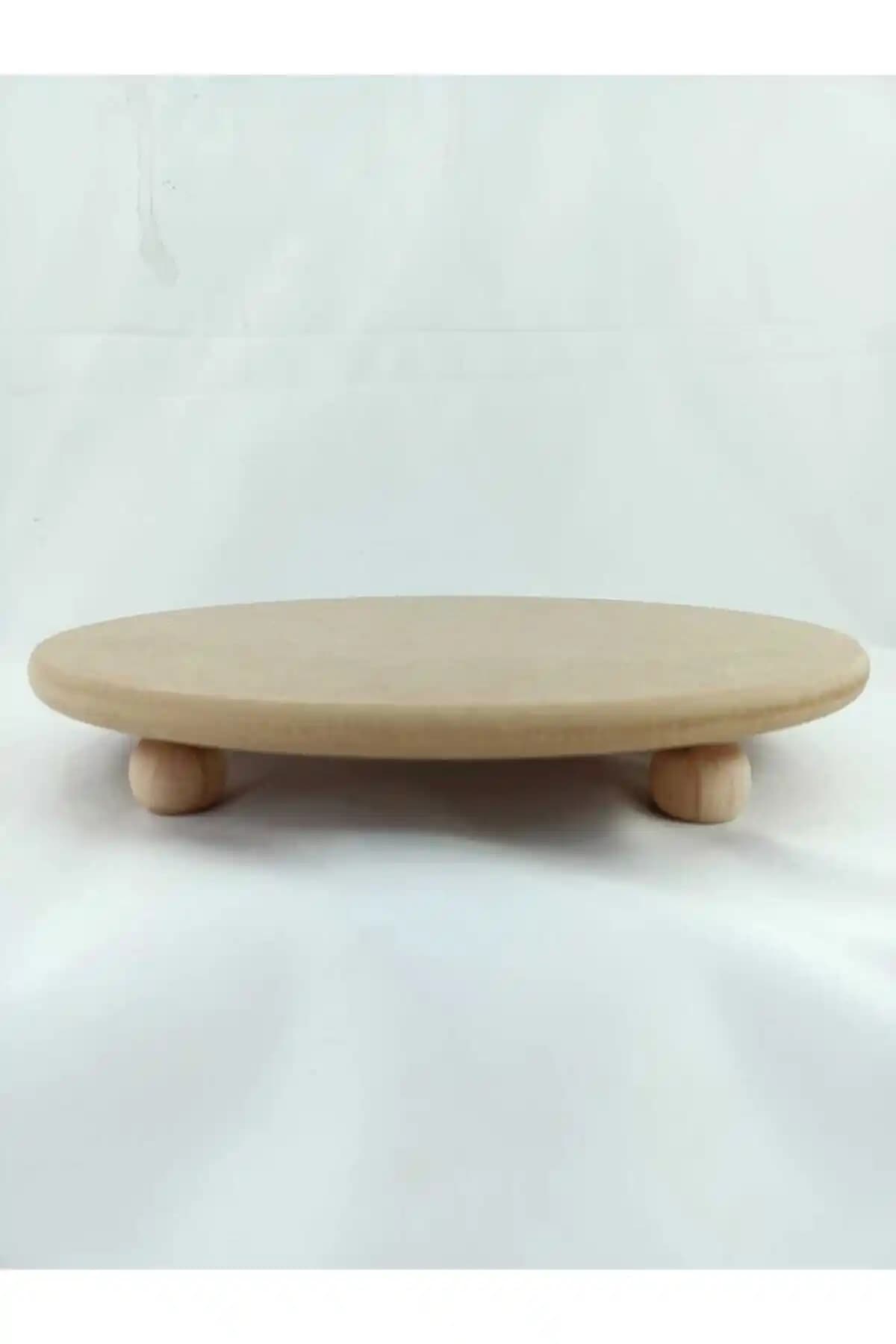 Neşeli Ahşap 28 Cm Yuvarlak Ayaklı Sunumluk Modern ve Dayanıklı Tasarım