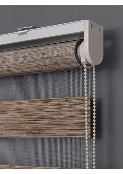 NetworkAvm İthal Bambu Kahverengi Zebra Stor Perde Modern ve Dayanıklı İç Mekan Dekorasyonu İçin