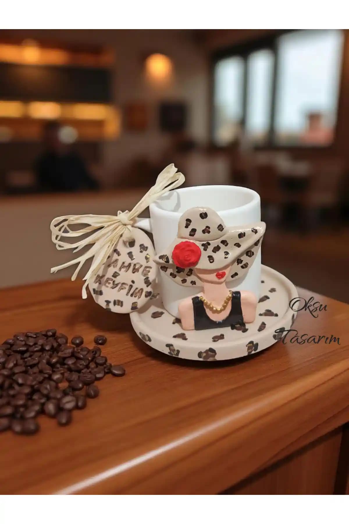 Oksukokulutaş Leopar Desenli Türk Kahvesi Fincanı: El İşçiliği ve Modern Tasarımın Buluşması
