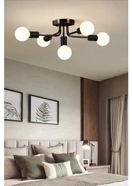 Ömür Avize Loop Modern Siyah Metal Tasarım Beşli Avize Ürün Özellikleri ve Kullanım Alanları