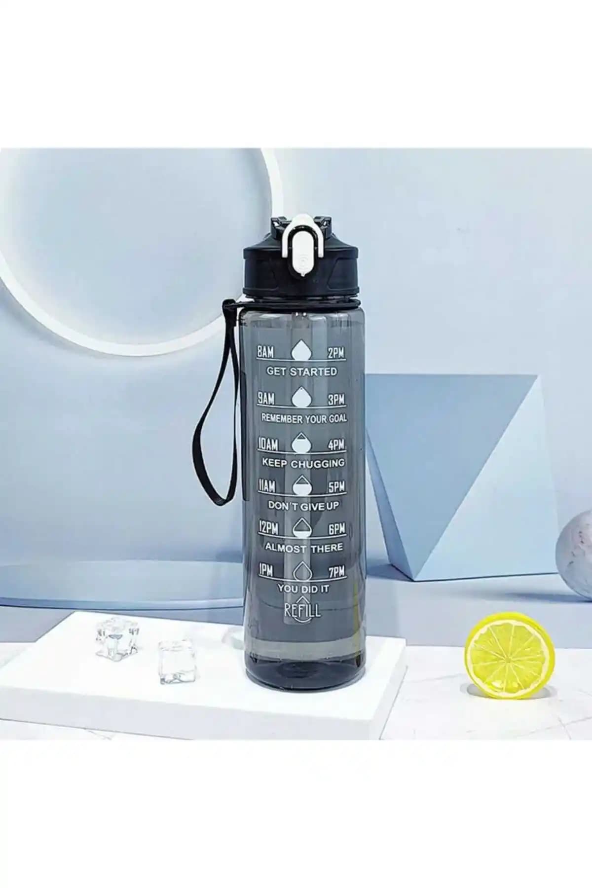 OSMEY 900 ml Şeffaf Motivasyon Matarası Çocuklar İçin Sağlıklı ve İlham Verici Tasarım