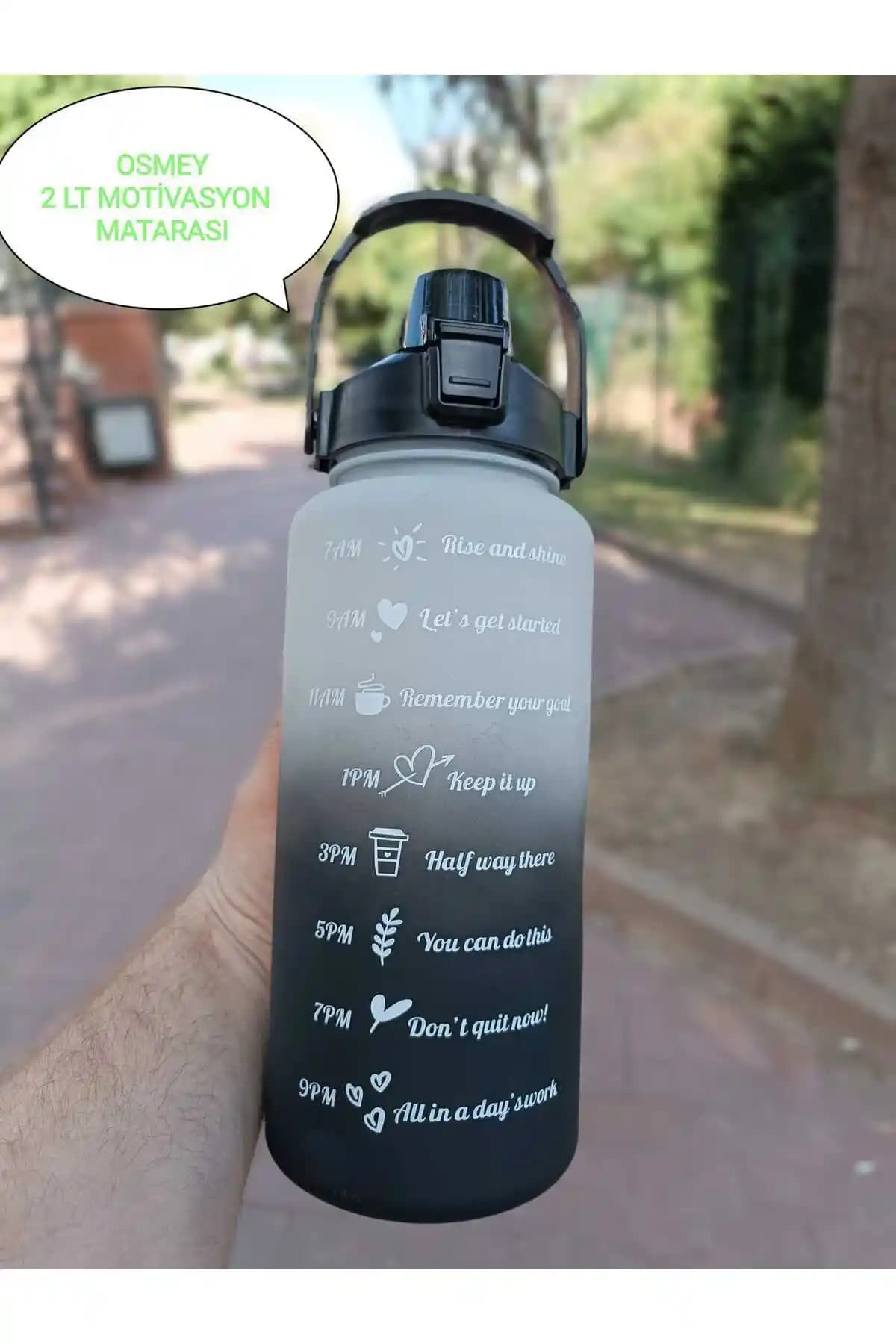 OSMEY Motivasyon Matara 2000 ml ile Günlük Su Tüketiminizi Artırın