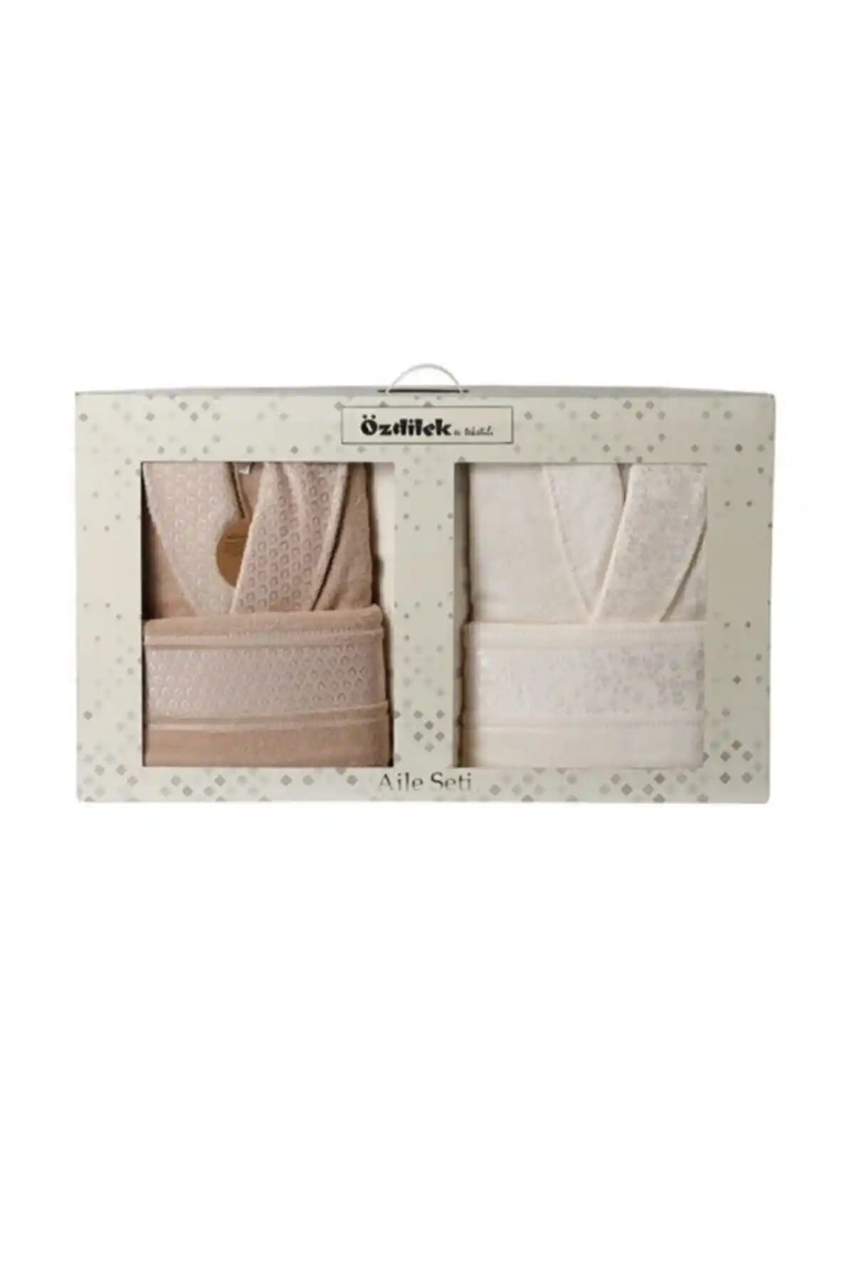 Özdilek Krem Kahve Aile Bornoz Takımı: Konfor ve Şıklığın Modern Buluşması