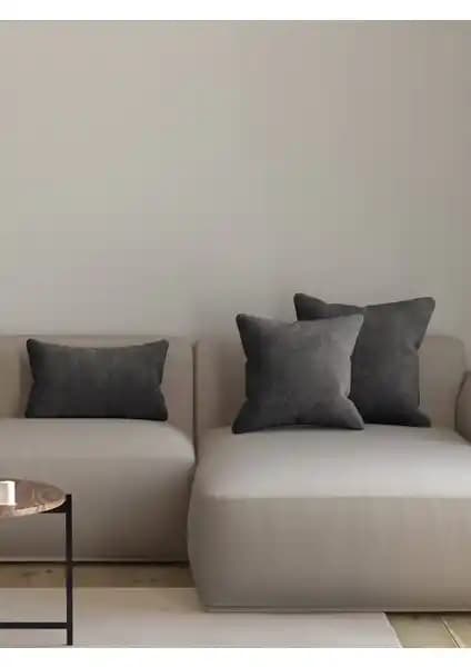 Pastel Kadife Dokulu Çakıl Rengi Kırlent Yastık Kılıfı Modern ve Şık Dekoratif Aksesuar