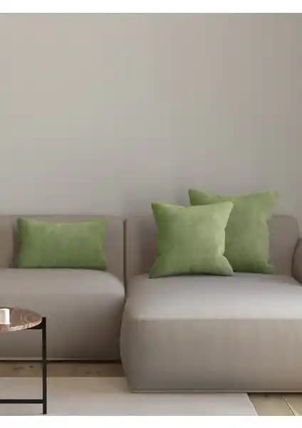 Pastel Kadife Dokulu Zeytin Yaprağı Rengi Kırlent Yastık Kılıfı Ev Dekorasyonunda Şıklık ve Konfor Sağlar