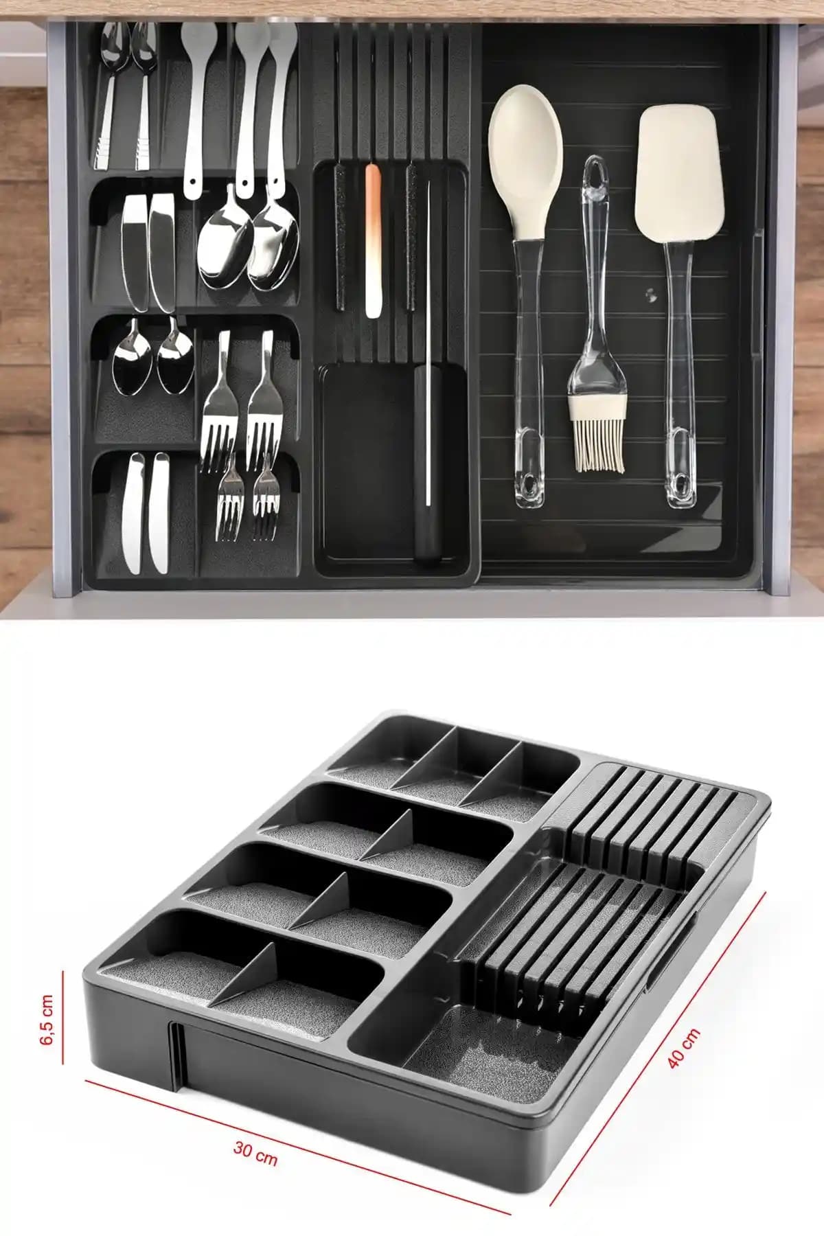 Pazarika Maxi Ayarlanabilir Kayar Kızaklı Çekmece İçi Kaşıklık ile Mutfak Düzeninizi Optimize Edin