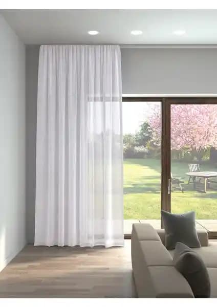 Perle Optik Beyaz Keten Görünümlü ve Taç Bambu Şantuklu Tül Perde Karşılaştırması