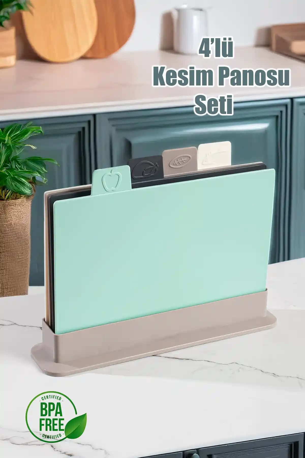 Porsima 1164 Cappuccino Asia 4'lü Kesme Tahtası Seti: Çok Renkli ve Dayanıklı Mutfak Gereçleri