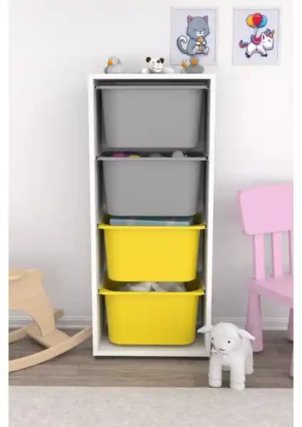 Pratico 4 Derin Sepetli Sarı Gri Çok Amaçlı Oyuncak Dolabı İnceleme ve Değerlendirme