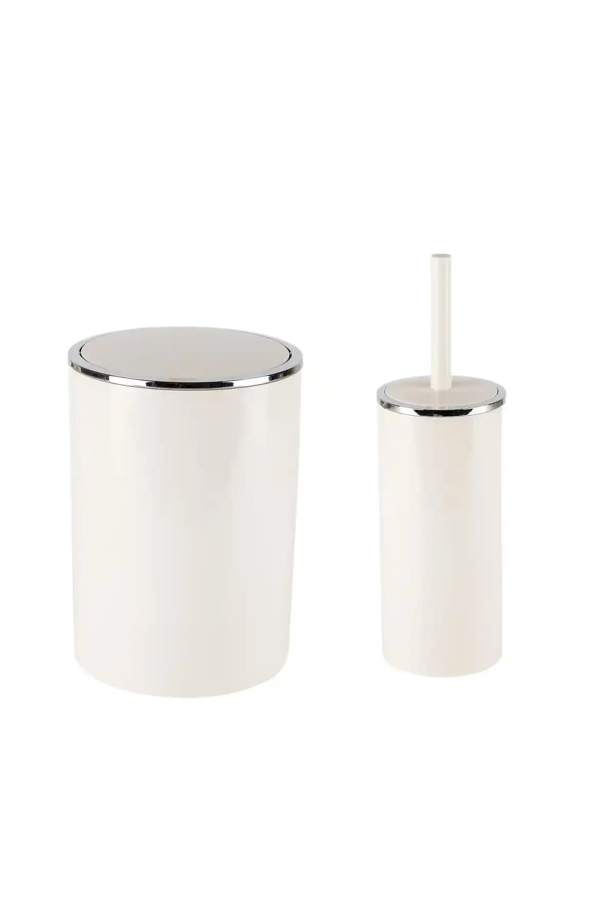 Primanova LENOX Çöp Kovası ve Tuvalet Fırçası Seti Modern ve Şık Banyo Aksesuarları