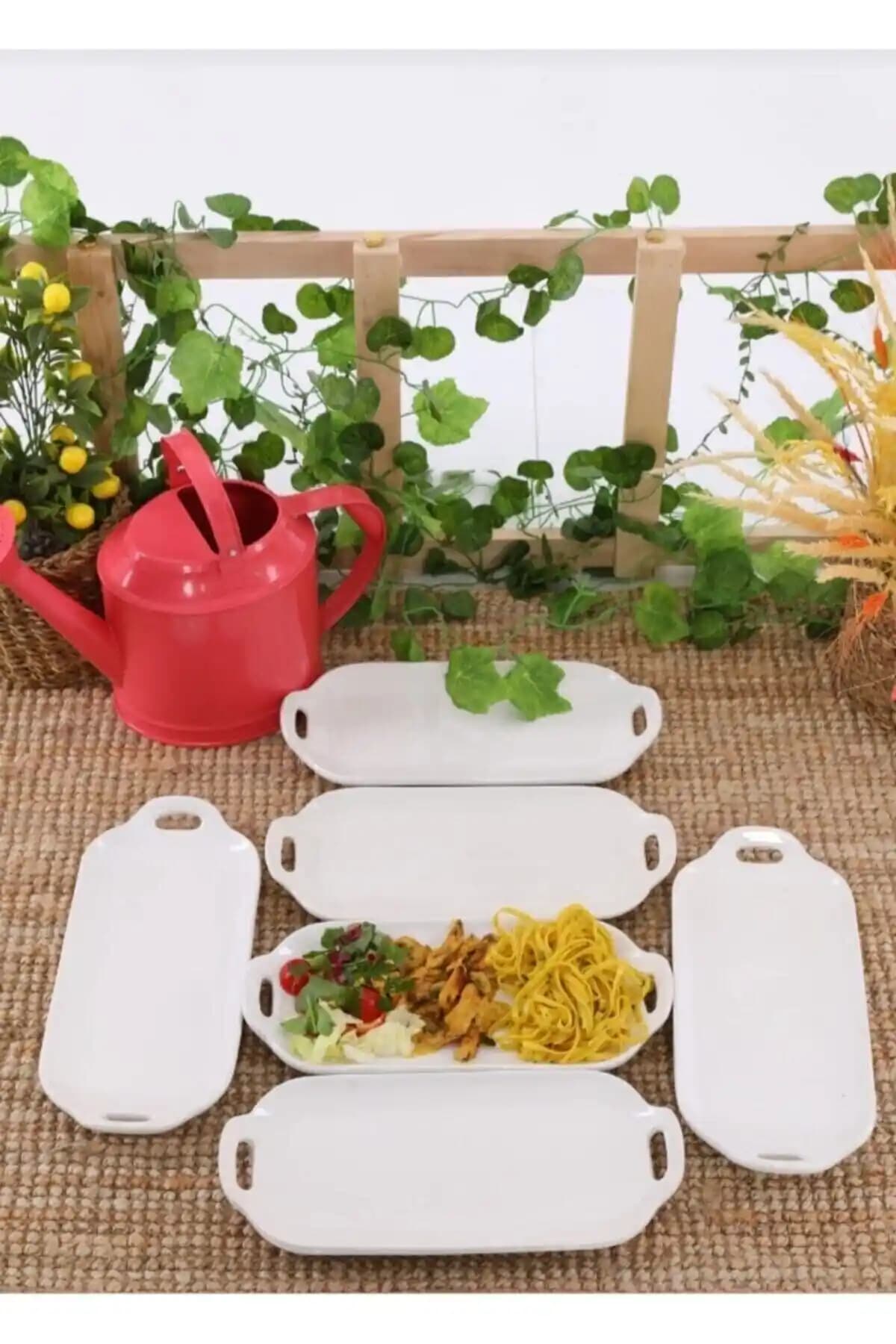 Rood Wit 6'lı Tavuk Dünyası Kulplu Servis Tabağı Modern ve Estetik Tasarım