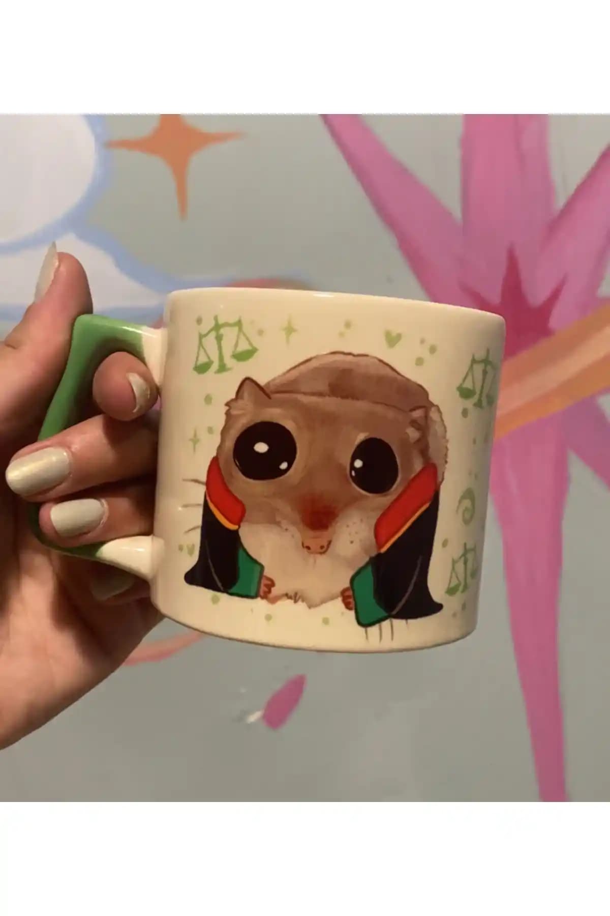 Sad Üzgün Hamster Temalı Kupa Seramik Fincan Türkiye Üretimi Günlük Kullanım