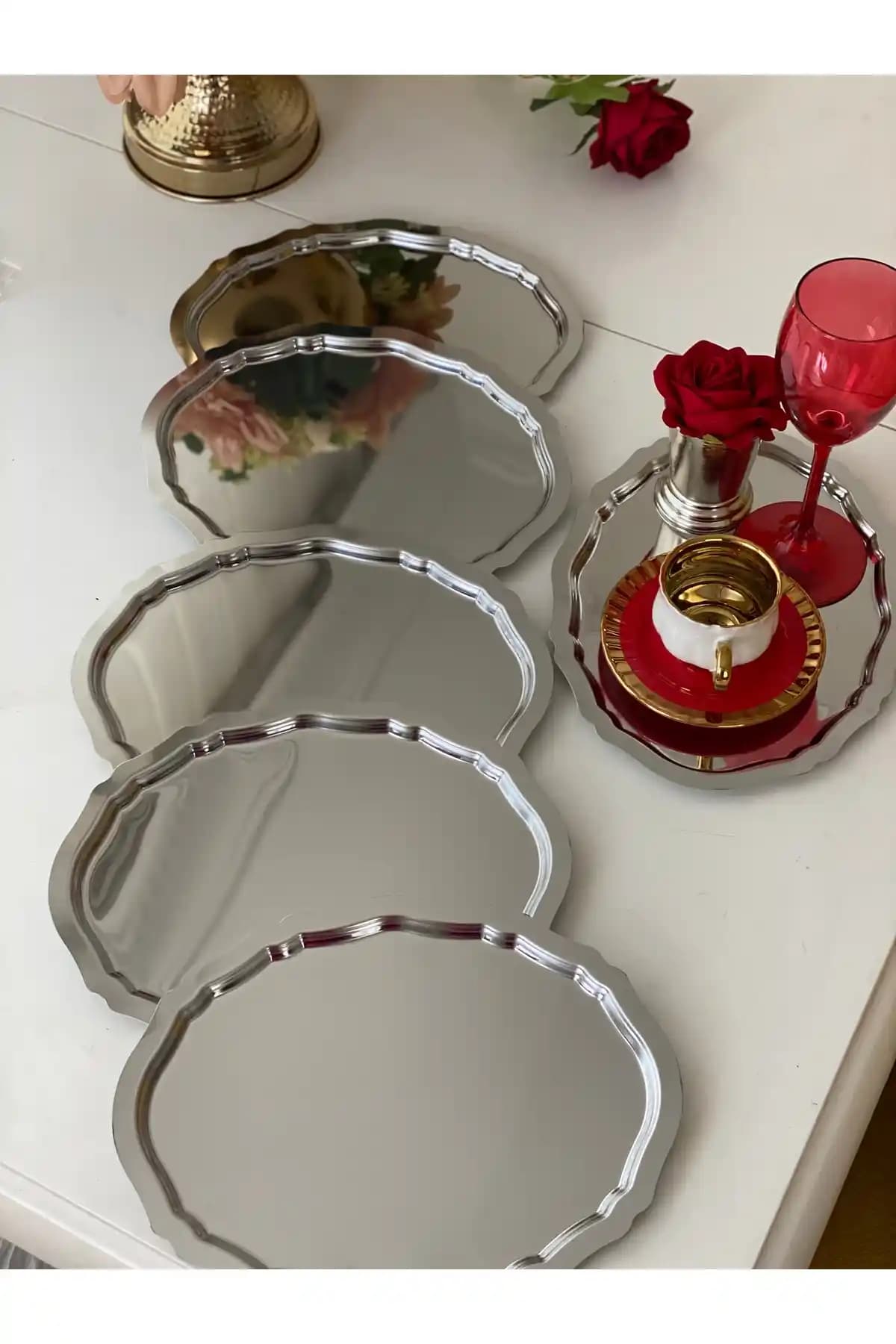 SEVA Çelik Oval Dalgalı Tepsi 20x25 cm dayanıklı ve şık mutfak ve servis kullanımı için