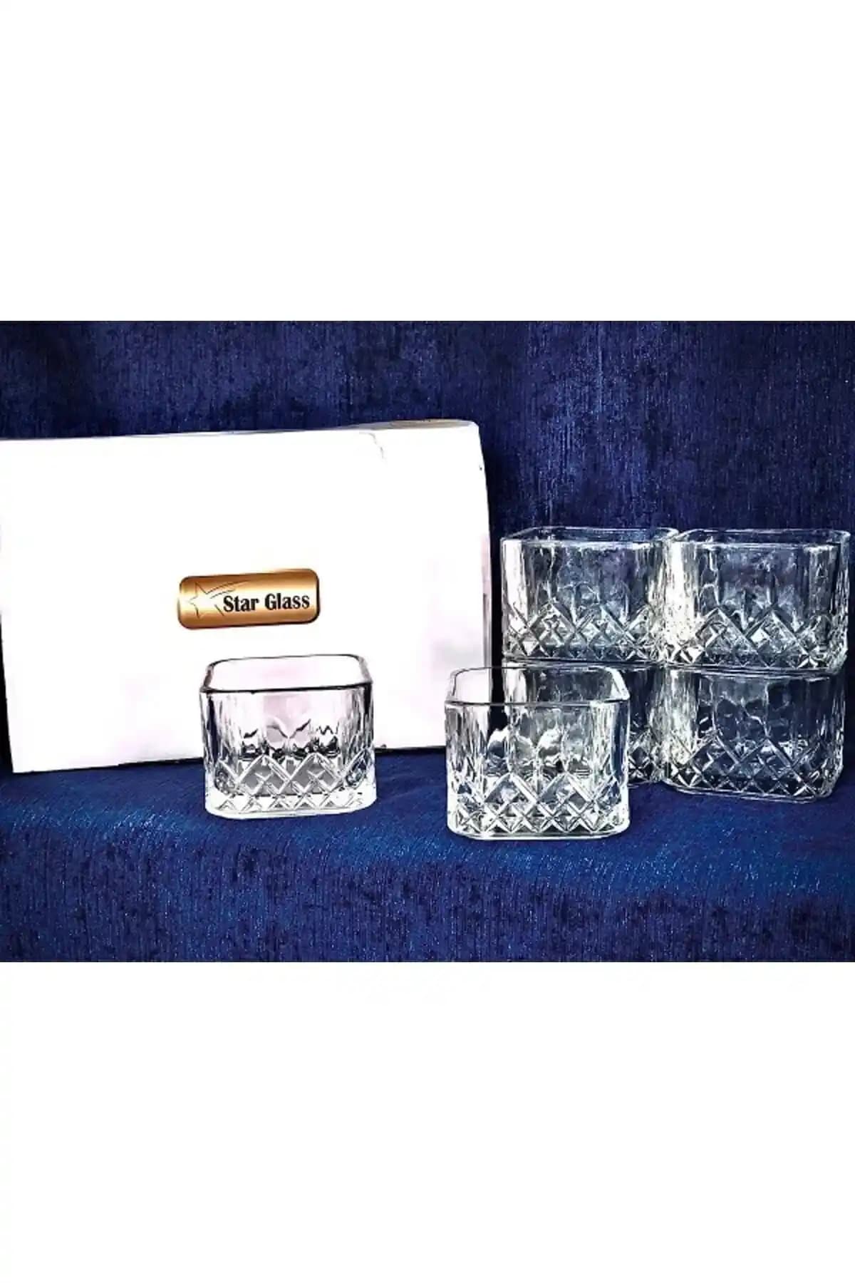 Star Glass Almarandi 6'lı Kare Cam Dondurma ve Çerez Kase Seti Şık ve Fonksiyonel Tasarım