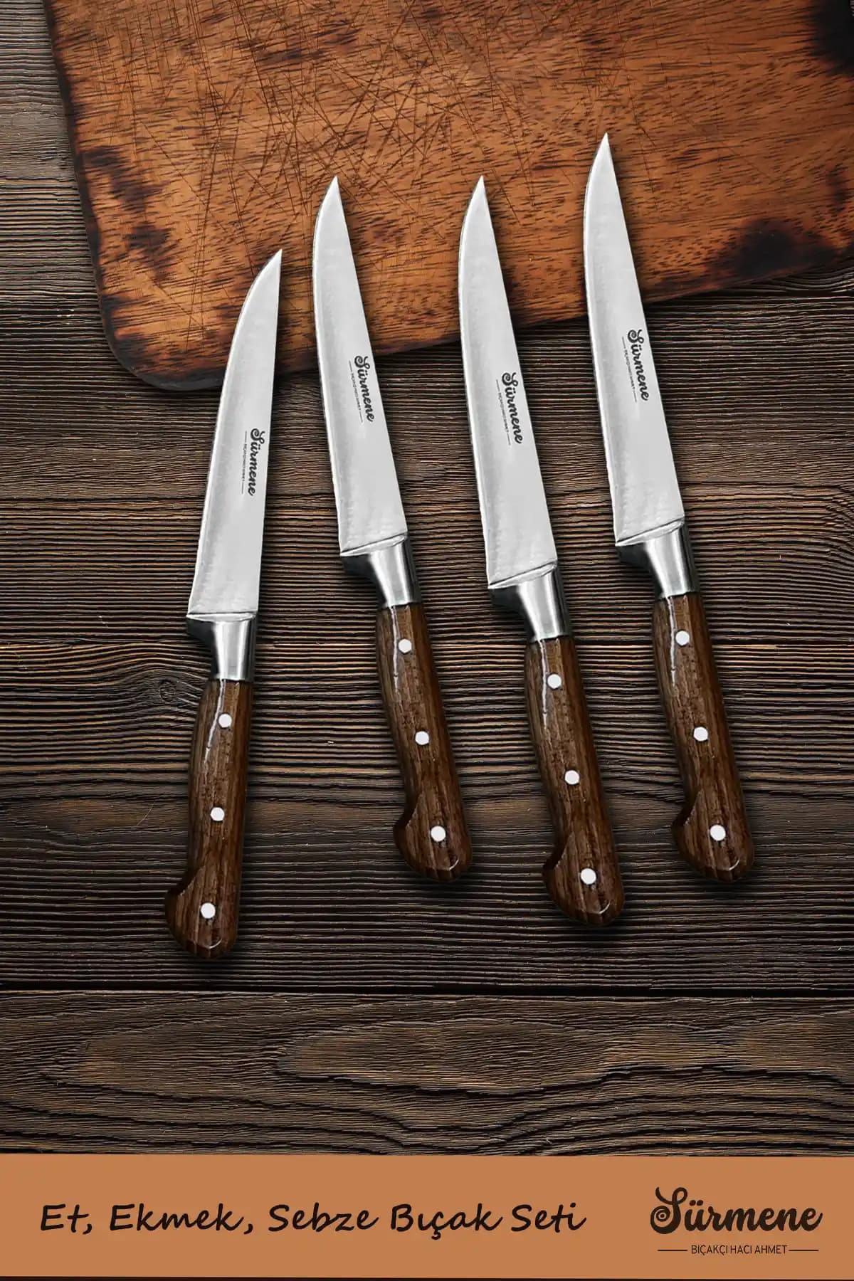 Sürmene Hacı Ahmet Mutfak Bıçakları Seti: Dayanıklı ve Güvenilir 4 Parça Bıçak Takımı