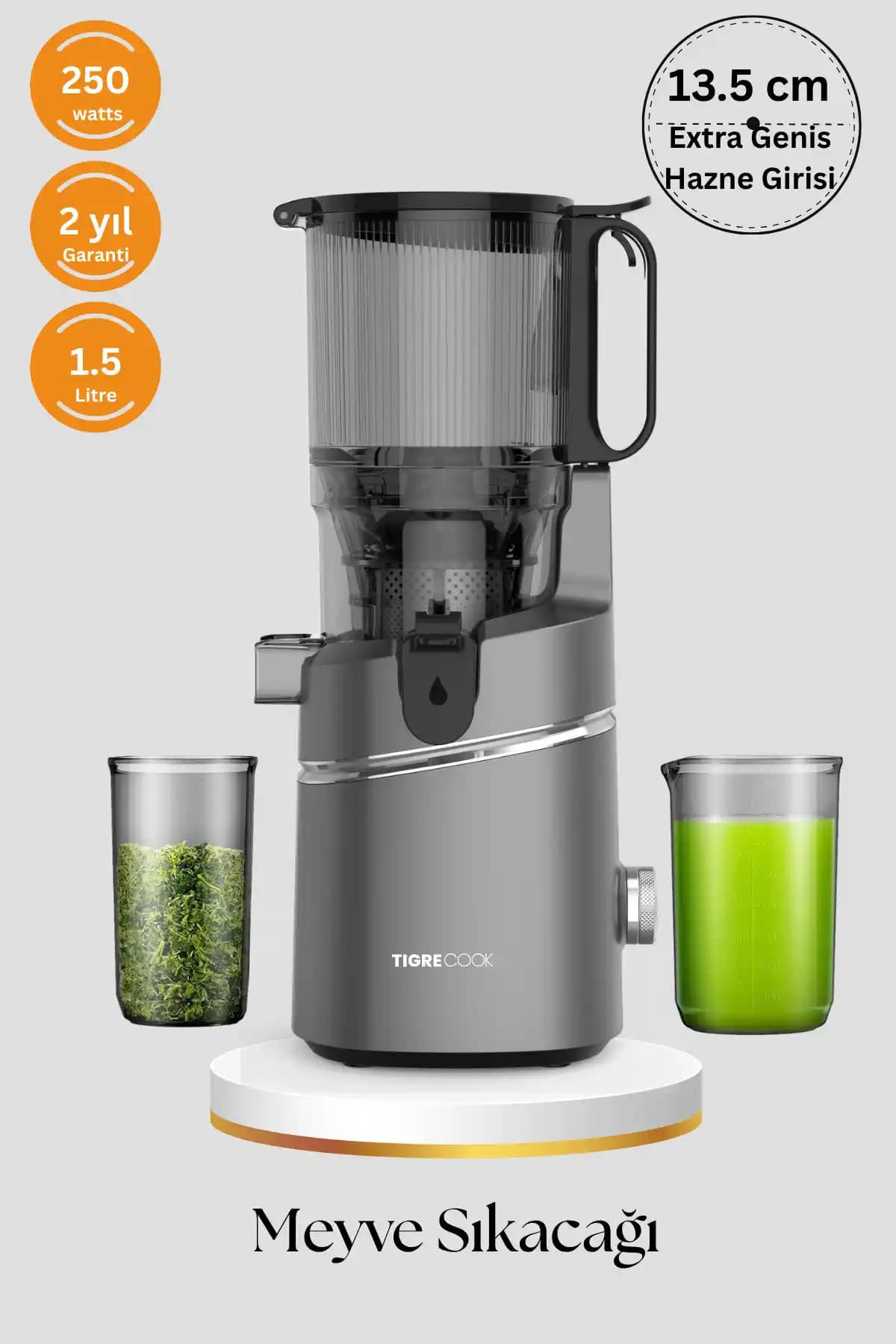 TIGRECOOK Yavaş Meyve Sıkma Cihazı Modern ve Enerji Verimli Tasarım