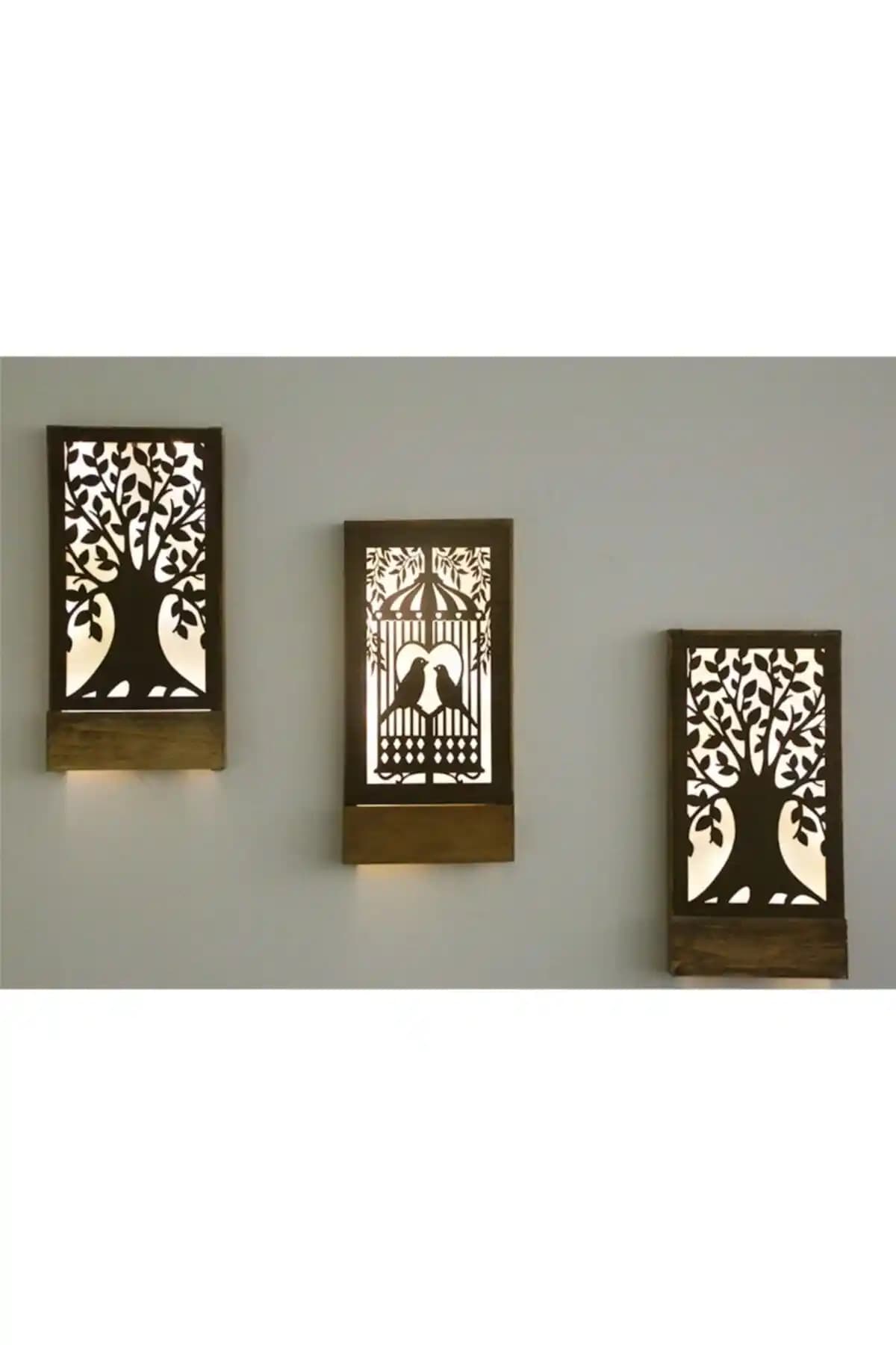 Tooall Kuş Kafesi Peri Ledli Işıklı Dekoratif Duvar Süsü Doğal ve Sıcak Atmosfer Yaratır