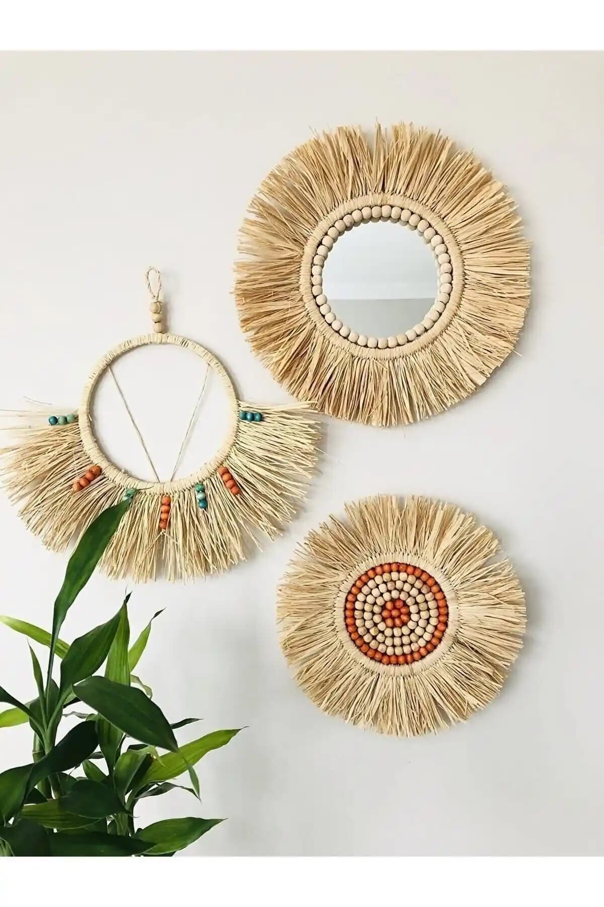 TrendSende Rafya Ayna Bohem Duvar Süsü ile Mekanlarınıza Doğal ve Sanatsal Bir Dokunuş