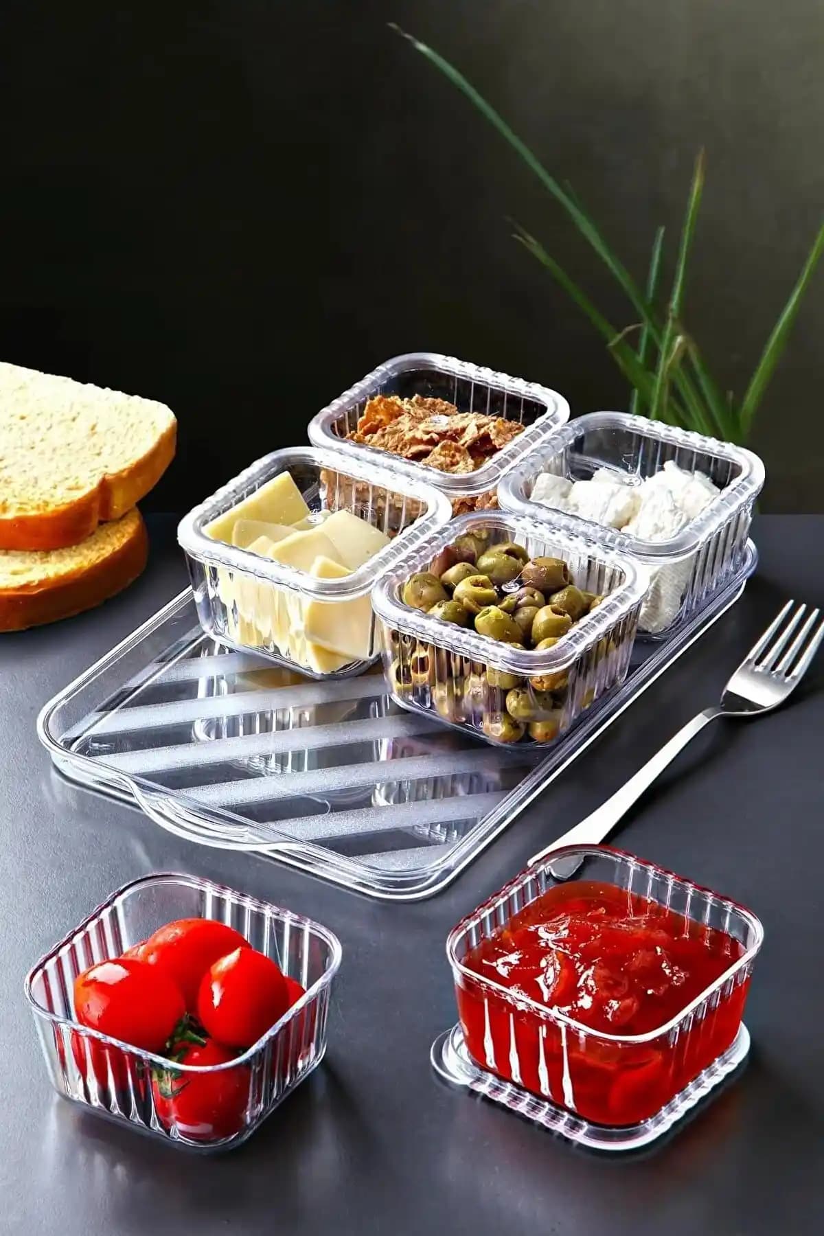 Trouvaille Tepsili Lüx 6 Bölmeli Kahvaltılık Seti: Şık ve Fonksiyonel Sunumlar İçin Ideal