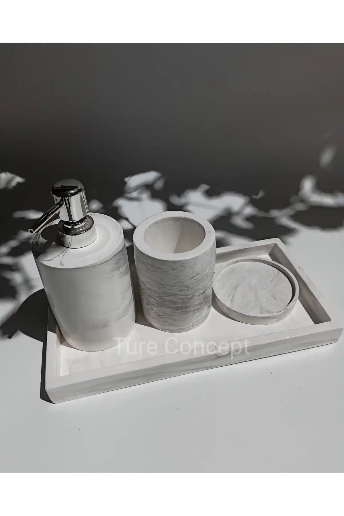 Ture Concept Mermer Görünümlü Banyo Seti: Estetik ve Fonksiyonellik Bir Arada
