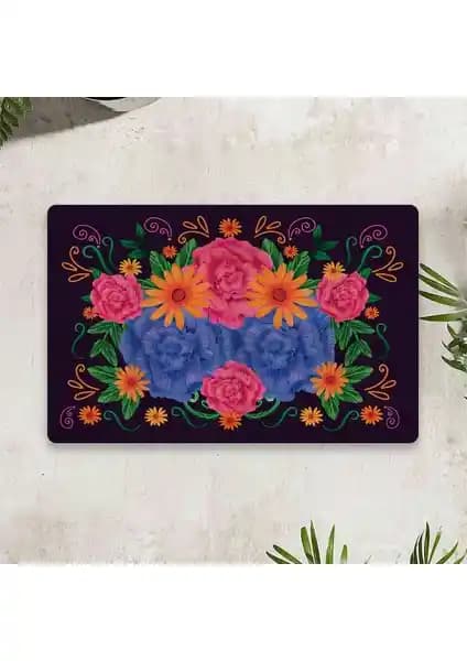 Vagonik Çiçekli Dijital Baskılı 50x70 cm Çok Amaçlı İç ve Dış Mekan Paspası