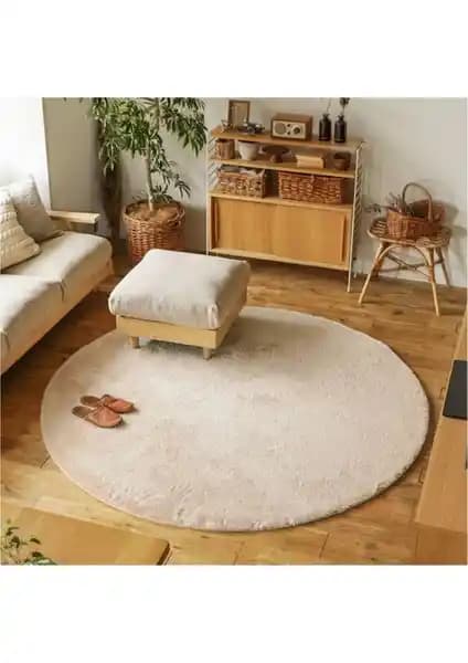 Valery Home Peluş Post Daire Halı Bej: Şık ve Konforlu Oturma ve Yatak Odası Dekorasyonu İçin