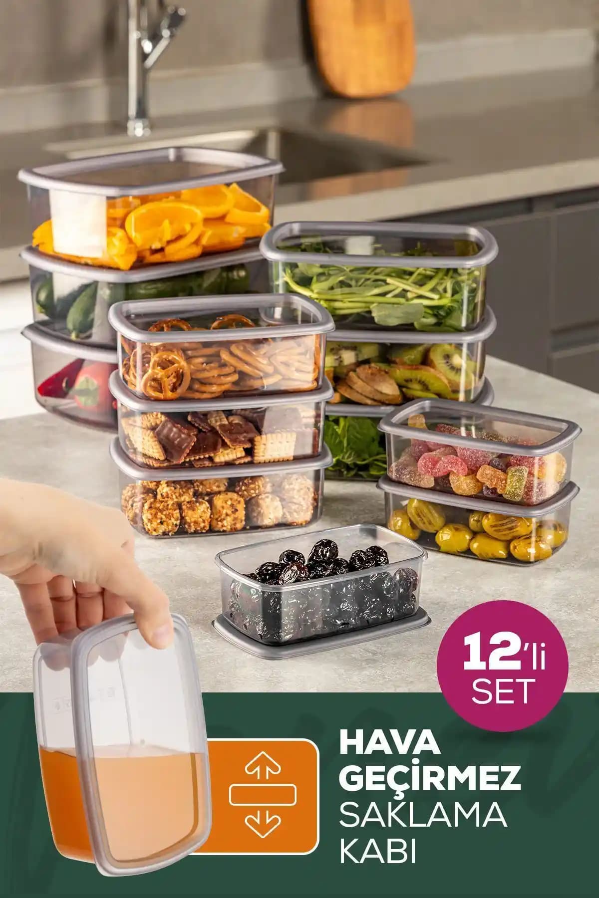 Vienev 12'li Hava Geçirmez Saklama Kabı Seti ile Mutfakta Düzeni ve Tazeliği Koruyun
