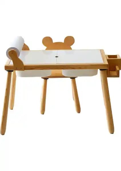 Wood & Joy Doğal Ahşap Duyusal Çocuk Aktivite Masası Güvenli ve Çok Yönlü Kullanım