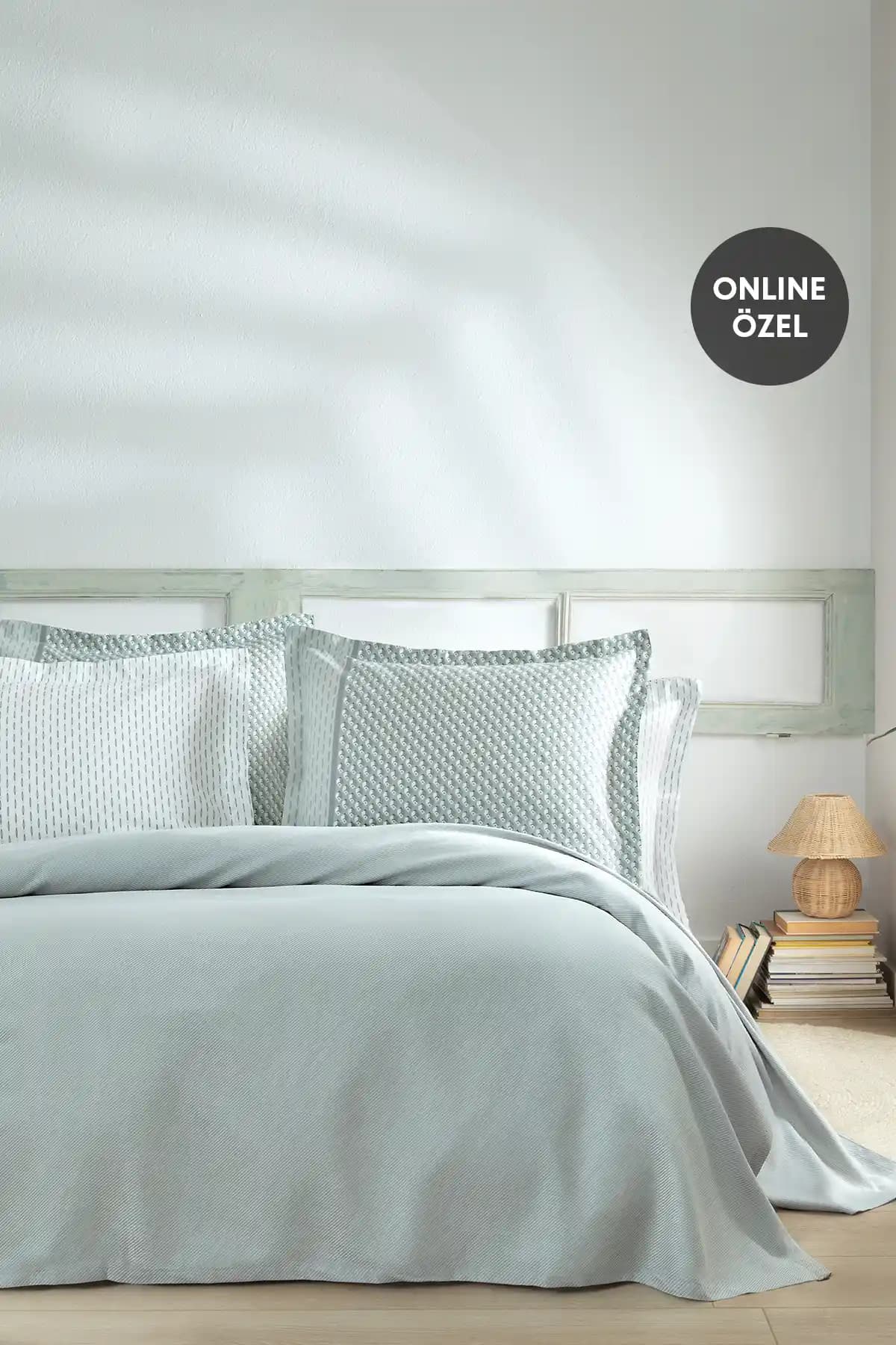 Yataş Pinto Çift Kişilik Bambu Pike Takımı - Doğal ve Şık Yatak Örtüsü Seti