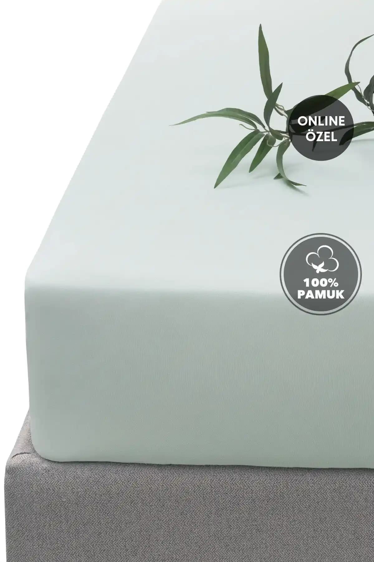 Yataş Softy Çift Kişilik %100 Pamuk Penye Çarşaf Yeşil Renkli Yatak Odası Dekorasyonu İçin