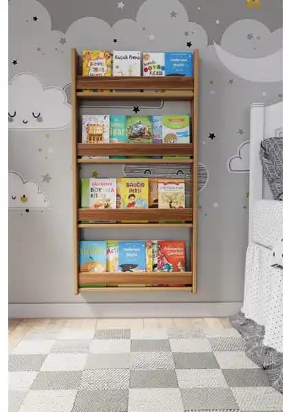 Zeo Wood Design Montessori 4 Raflı Çocuk Kitaplığı: Güvenli ve Estetik Mobilya Seçeneği