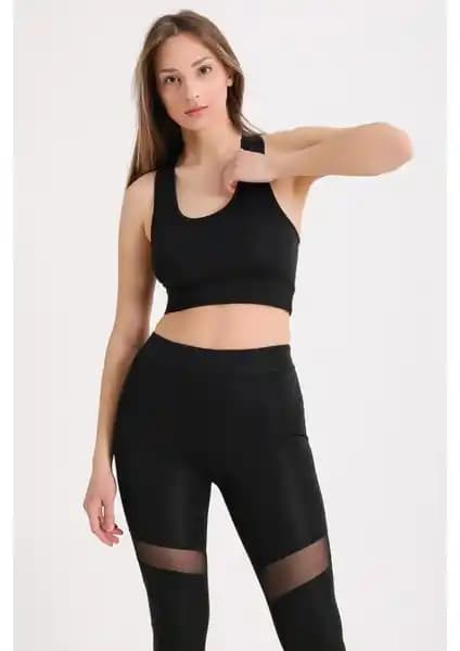Banega Siyah Sırt Tül Detaylı Büstiyer Sporcu Sütyeni Günlük ve Spor Kullanımı İçin