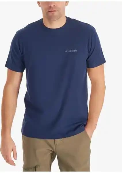 Columbia Cs0282 Erkek Kısa Kollu Logo Brushed Tişört Günlük ve Ofis Kullanımı İçin