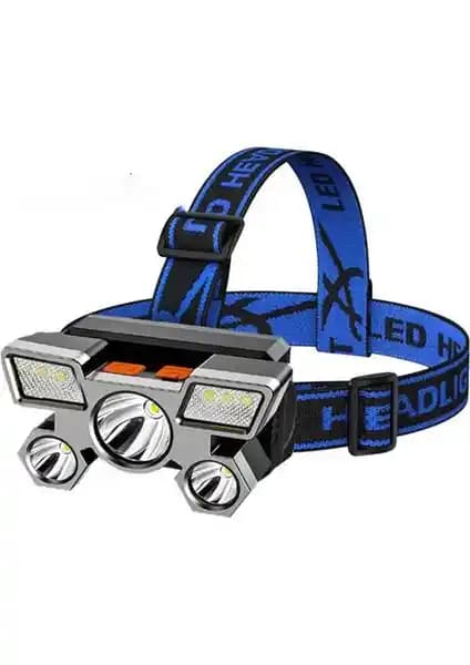 Dahili Pil USB Şarj Edilebilir 5LED Kafa Feneri Hafif ve Çok Modlu Tasarım