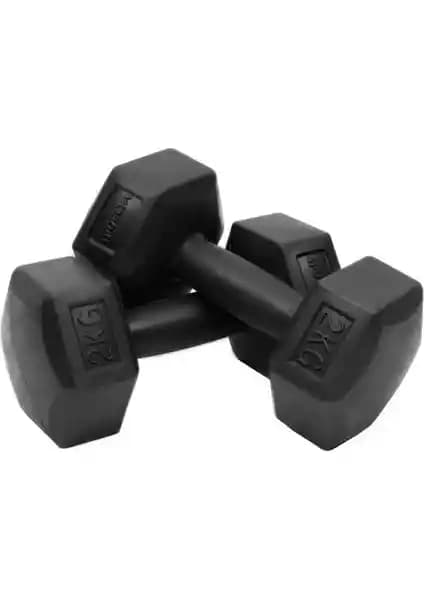 Delta 2 kg x 2 Adet Köşeli Siyah Plastik Dambıl Seti ile Evde Güç ve Dayanıklılık Artırımı