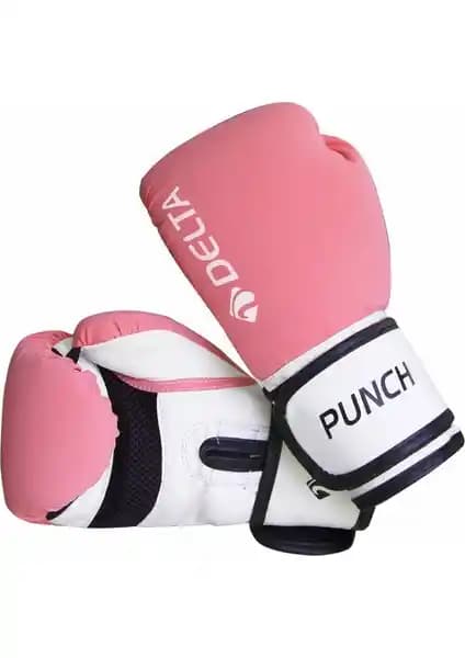 Delta Punch Dura-Strong Pembe-Beyaz Boks Eldiveni: Dayanıklı ve Şık Spor Ekipmanı