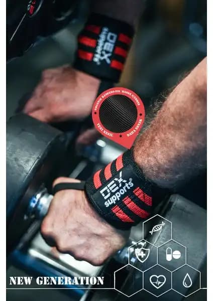 Dex Supports Siyah Kırmızı Bilek Destekleri Sporcular İçin Güç ve Konfor Sağlar