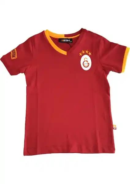 Galatasaray Lisanslı Çocuk Kırmızı Pamuk Tişörtü Yüksek Konfor ve Dayanıklılık