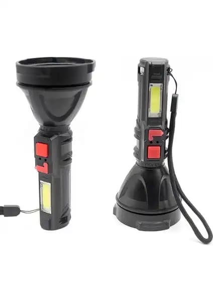 Gold Silver GS-830 Taşınabilir USB Şarjlı LED El Feneri Güçlü ve Dayanıklı Tasarım