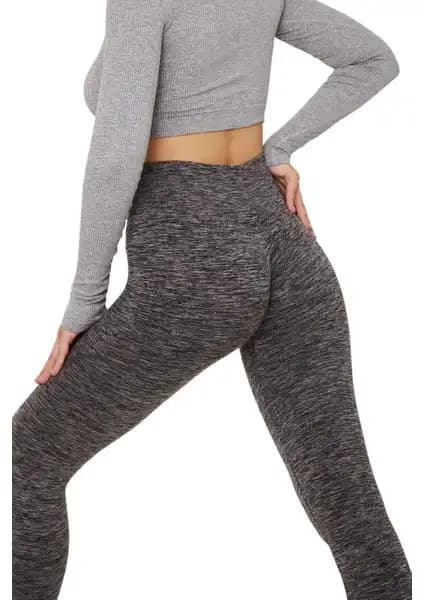 Gymhams Granit Gri Kalça Büzgülü Push Up Tayt ile Kalça Şekillendirme ve Konfor Sağlar