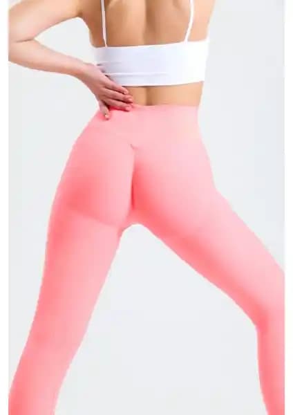 Gymhams Yavru Ağzı Kalçası Büzgülü ve Push-Up Özellikli Yüksek Bel Tayt İnce ve Şekillendirici Tasarım