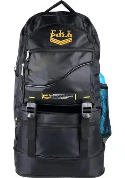 HIRDAWHAT Büyük Boy Siyah 50 Lt Su Geçirmez Çok Gözlü Yürüyüş ve Seyahat Sırt Çantası