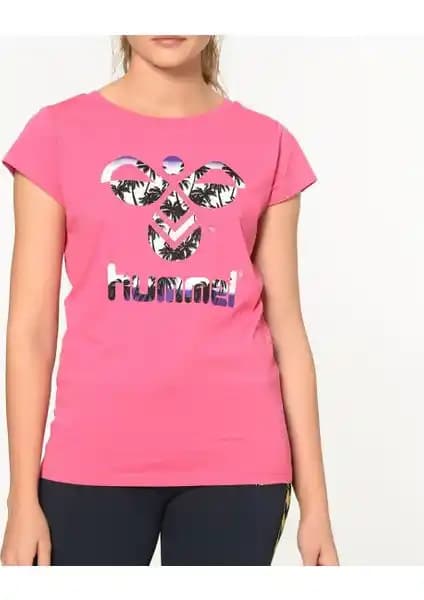 Hummel Triana Kadın Pembe Baskılı Bisiklet Yaka Tişört Şıklık ve Konfor Sunar
