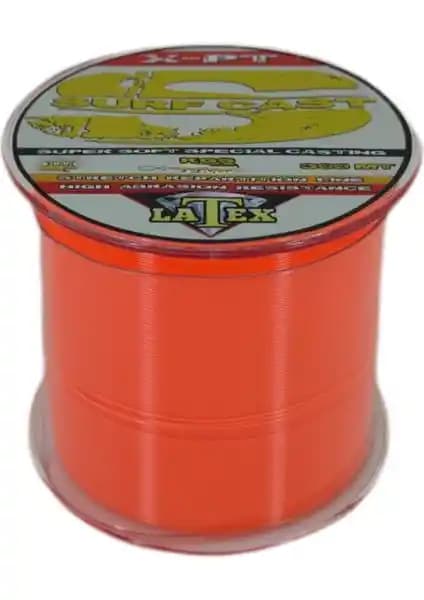 Latex Surf Cast 300M Super Soft Uzak Atış Misinası Turuncu - Dayanıklı ve Yüksek Performanslı Balıkçılık Misinası