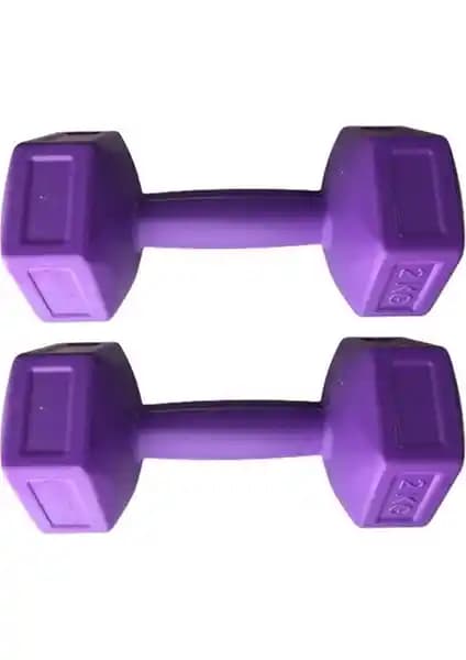 Leyaton Mor Vinyl Kaplı 2 Kg Dambıl Seti Spor ve Fitness İçin Uygun Alternatif