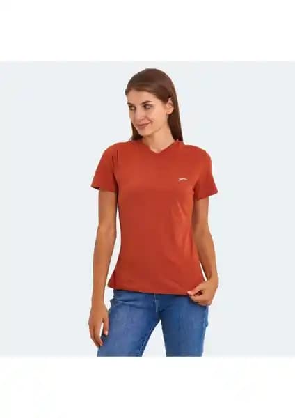 Slazenger Kristen Kadın Tişört Kiremit Renkli Yazlık Rahat ve Şık Tasarım