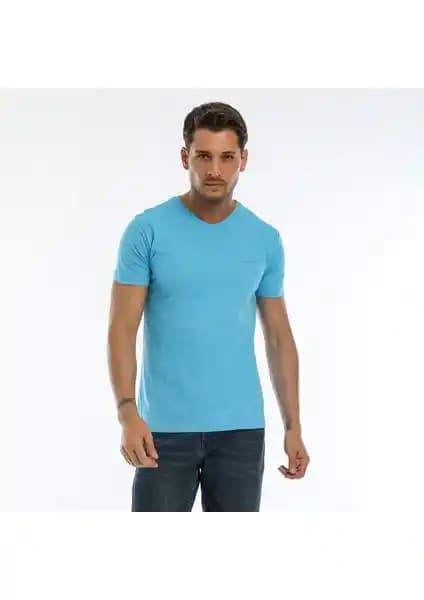 Slazenger SARGON KTN Erkek Mavi Tişörtü Konfor ve Şıklığı Bir Arada Sunar