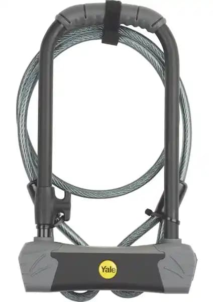Yale Maksimum Güvenlikli Kablolu U Bisiklet Kilidi Altın Serisi Güçlü ve Dayanıklı Tasarım