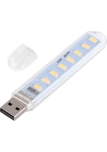 Zauss 8 LED Beyaz Işık Mini USB Taşınabilir LED Lamba - Çok Yönlü ve Hafif Aydınlatma Çözümü
